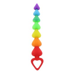 Stimulateur anal Rainbow Heart Beads - Toyjoy