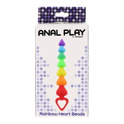 Stimulateur anal Rainbow Heart Beads - Toyjoy