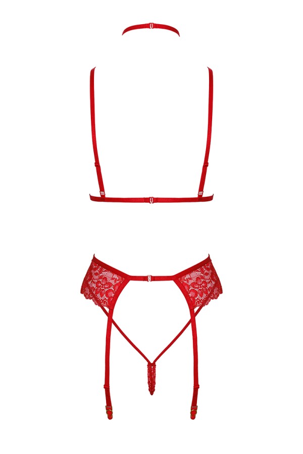 Ensemble 5 pièces Bondage Red Lace Kiss 243 - Kissable