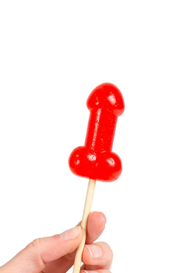 Sucette pénis à la cerise avec effet chauffant épicé