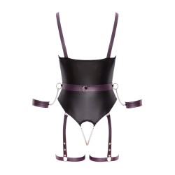Body à jarretelles ouvert avec menottes - Cottelli Bondage