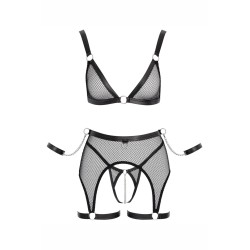 Ensemble Fetish noir en dentelle - Cotelli Bondage