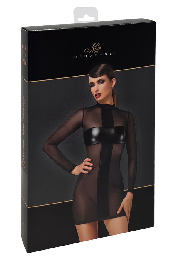 Mini robe tulle et wetlook Crossfire F369 - Noir Handmade