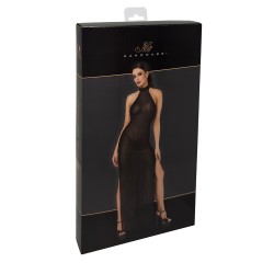 Robe longue en maille pailletée Onyx F372 - Noir Handmade