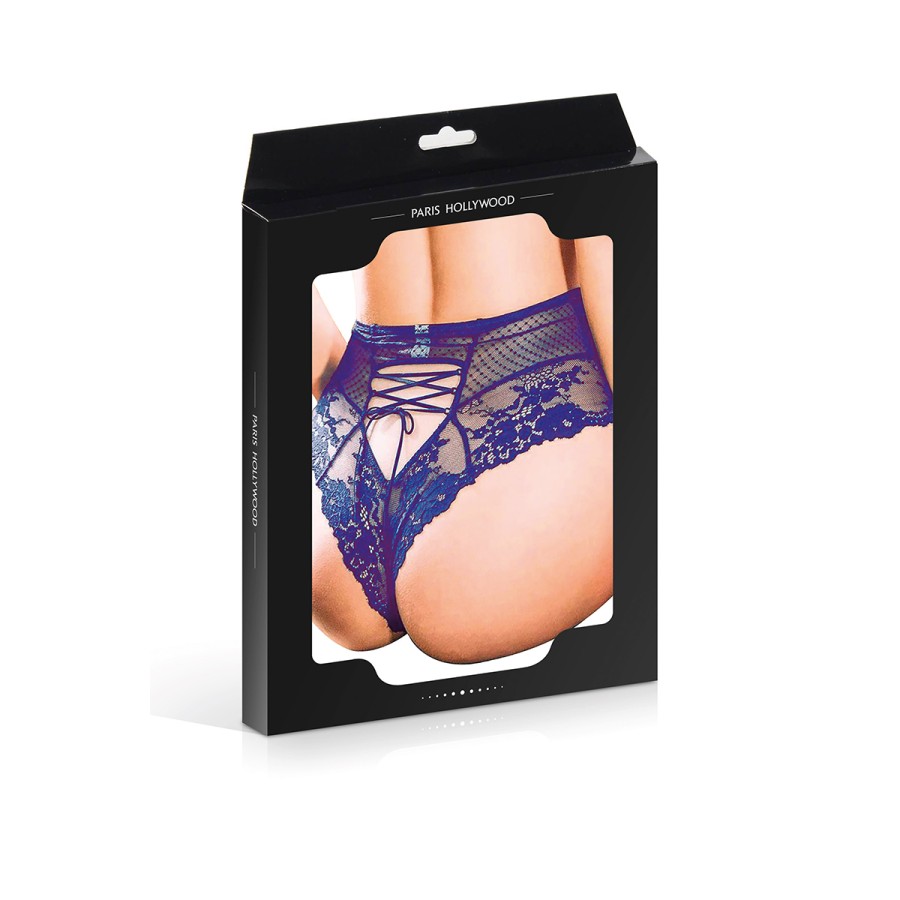 Tanga sexy bleu à laçage