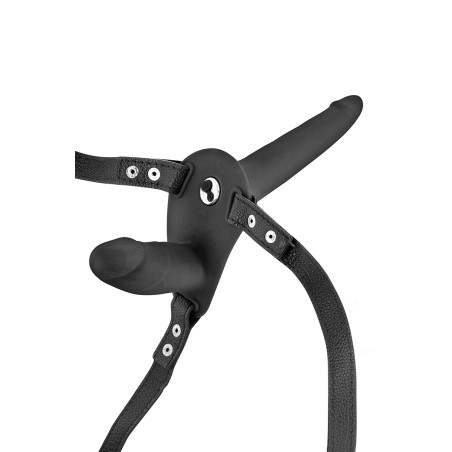 Double gode ceinture noir vibrant - Fetish Tentation