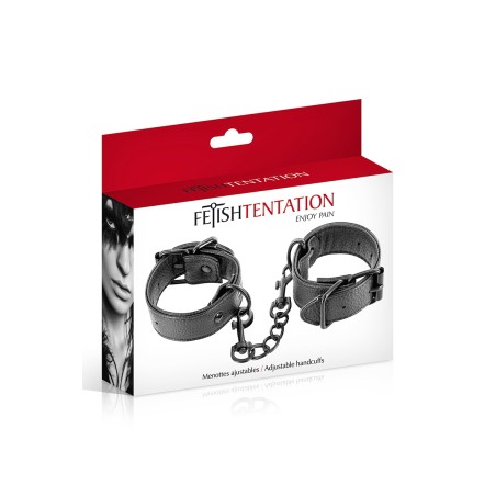 Menottes simili cuir ajustables - Fetish Tentation