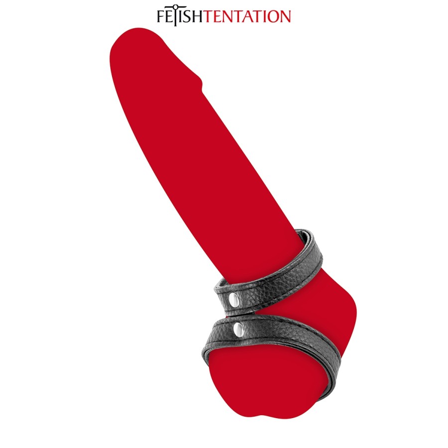 Double cockring simili cuir - Fetish Tentation