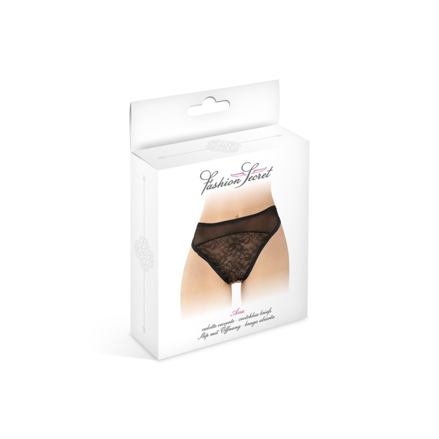 Tanga noir ouvert Ava - Fashion Secret