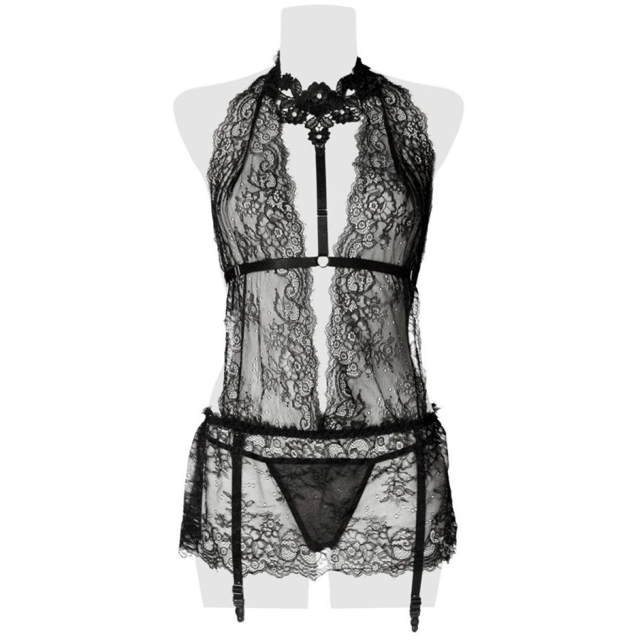 Set érotique robe dentelle, harnais et string - Grey Velvet