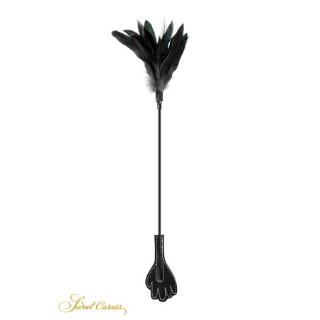 Mini cravache main avec plumes noires - Sweet Caress