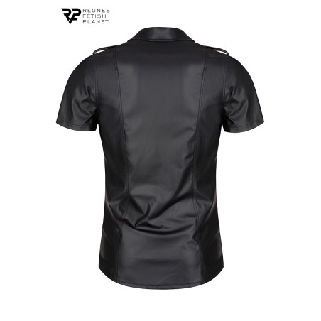 Chemise manches courtes wetlook noire Luca - Regnes