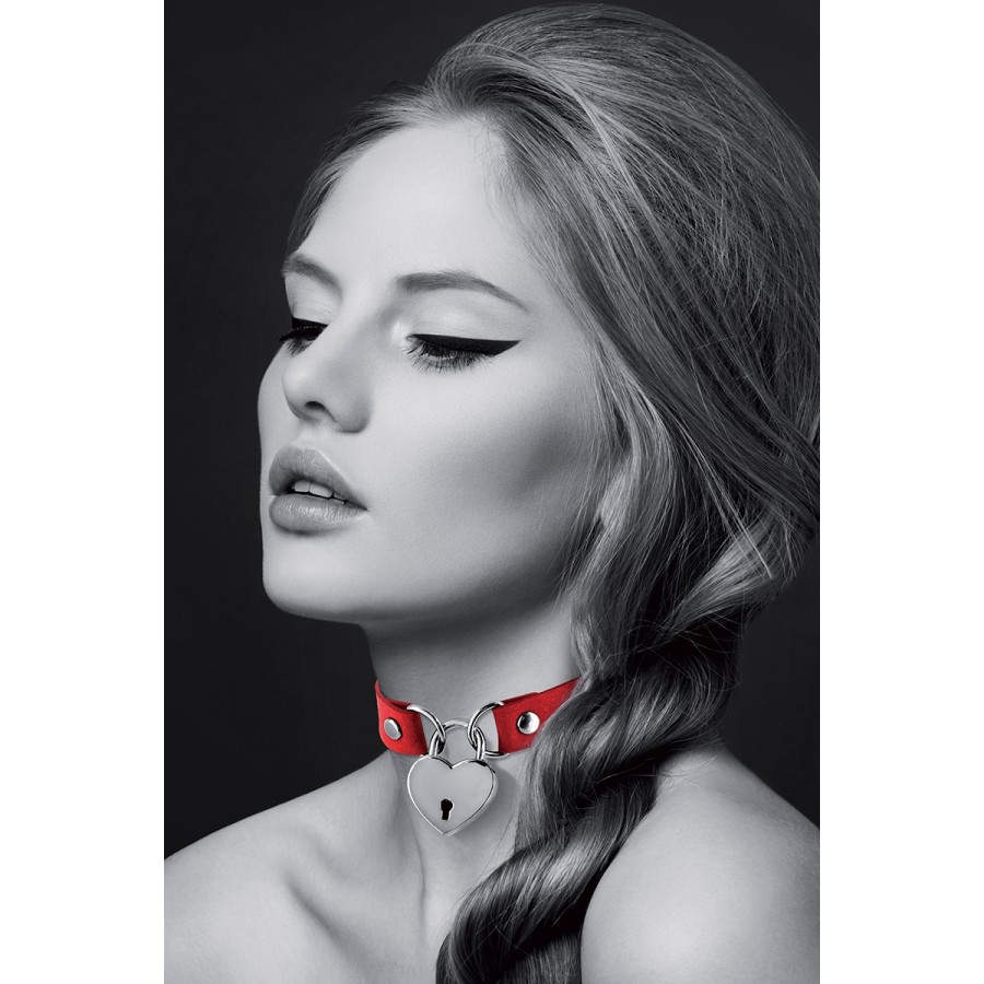 Collier rouge cadenas coeur - Bijoux Pour Toi