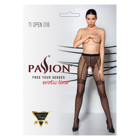 Collants ouverts TI016 20 deniers - noir