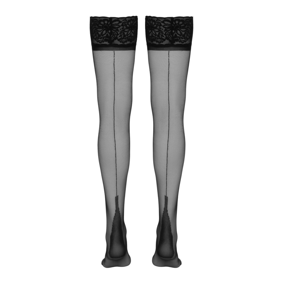 Bas autofixants couture noir 1 - Cotelli Legwear