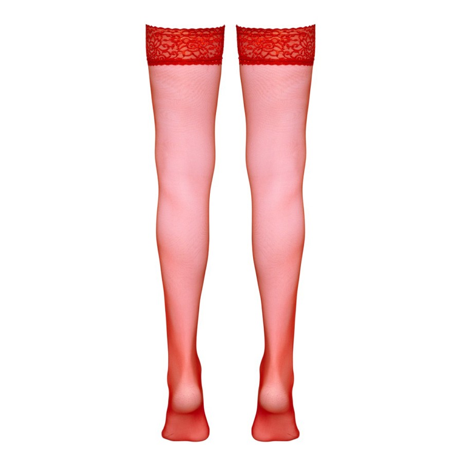 Bas autofixants rouge - Cotelli Legwear