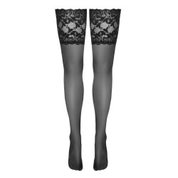 Bas autofixants large jarretière dentelle noir