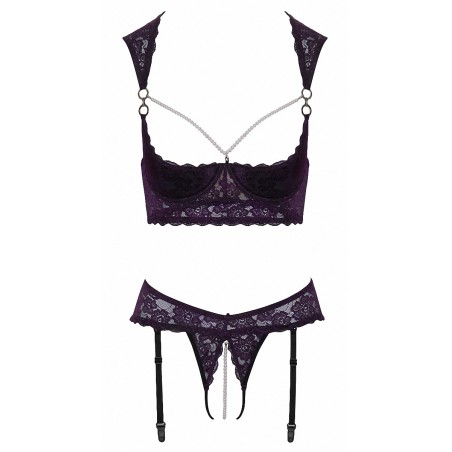 Ensemble lingerie ouverte violet - Cotelli Lingerie