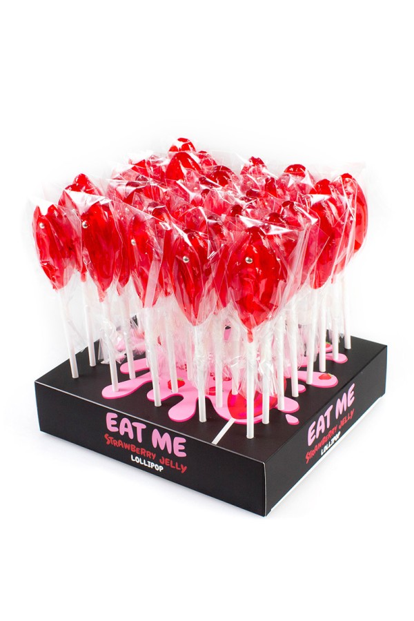 Présentoir de 40 sucettes vulve à la fraise